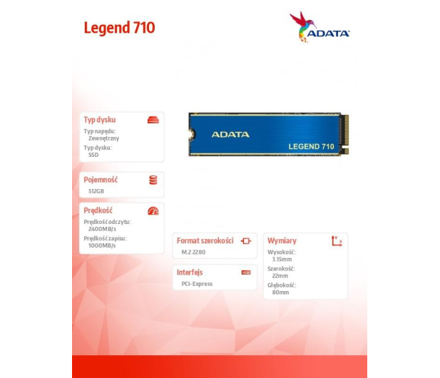 ADATA 512GB M.2 PCIe NVMe Legend 710 - 1042745 - zdjęcie 12
